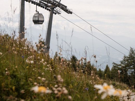 The hosts of your chalets near Brixen Cable car over green mountain with Alps in background