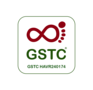 Logo GSTC con simbolo infinito rosso e cornice verde